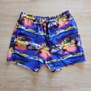 NWoT Culprit Dinosaur Mayhem Battle Swim Short Removable-Mesh Liner Zip-Pocket